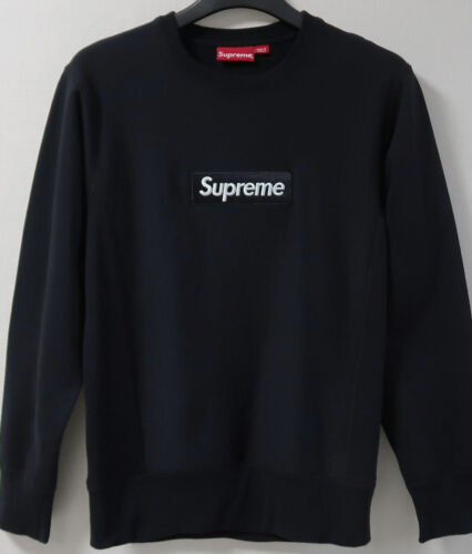 Supreme Box Logo Crewneck Black FW 18 Sweatshirt Small Authentic - Afbeelding 1 van 8