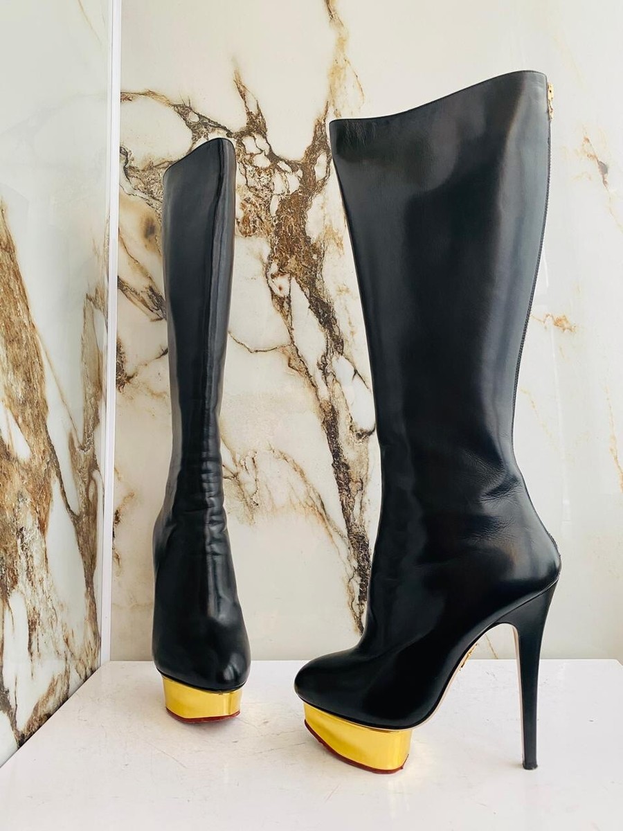 Charlotte Olympia Women Leather Boots High Heels Made In Italy