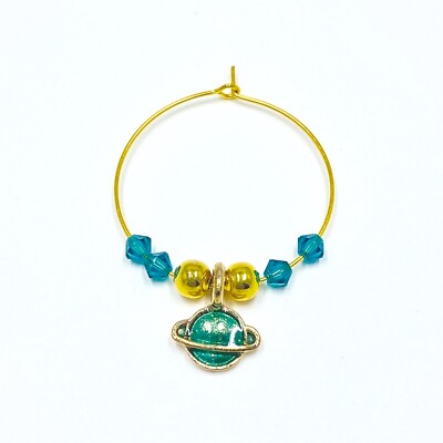 5X Planet Wine Glass Ring Crystal Alloy Hooks Enamel Charm