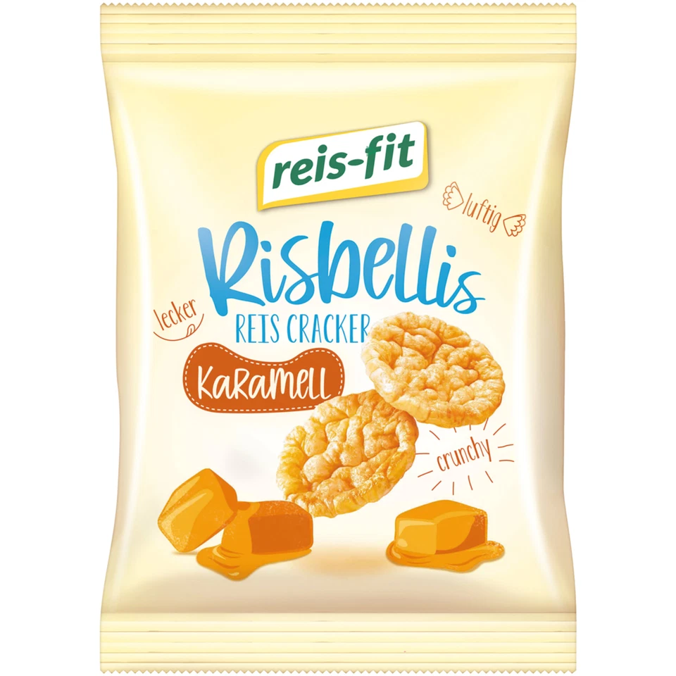 Reis-Fit Risbellis Fettarme Reis-Cracker mit Karamellgeschmack 6x40g Packung usy - Bild 4 von 4