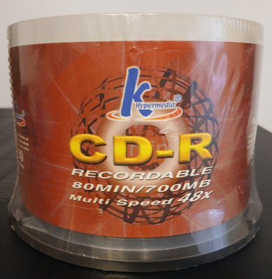 K Hyermedia  50-Pack Blank CD-R  48X / 700 MB / 80 Min  New Factory Sealed