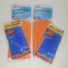 New 4 Pak Swimming Caps, 2 Adult 2 Junior Size