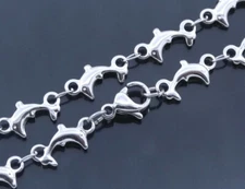 Stainless Steel Dolphin Charm Anklet 9 in,10 in,11 in