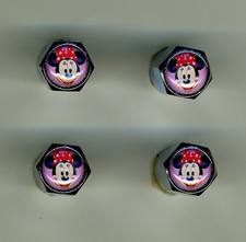Minnie Mouse 4 tapas de válvula de neumático de latón cromado para automóvil y bicicleta Minnie Mouse