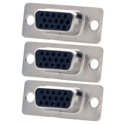 3 Pcs DB15 D-SUB 15 Pin VGA SVGA Female Mount Solder Cup Connector Socket Gold
