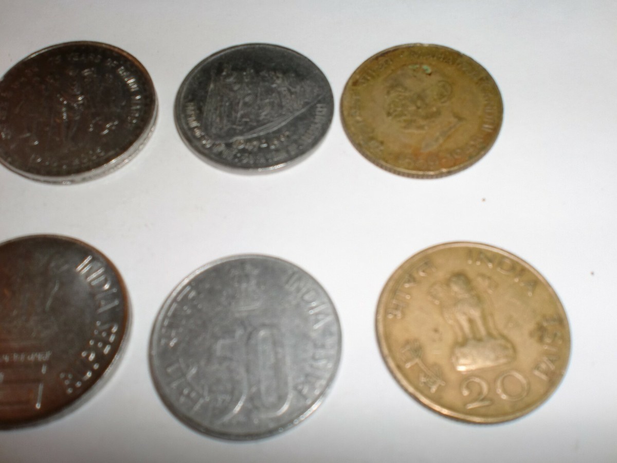 INDIAガンジーコイン REPUBLIC OF INDIA - 5 COINS OF MAHATMA GANDHI - SOME RARE