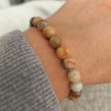 Natural 8mm Crazy Agate Bracelet Crystal Beads Stretch