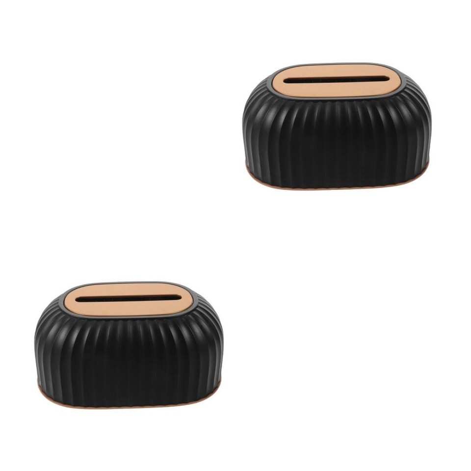 Spring Loaded Mailbox 2pcs Black Tissue Box Cover, Modern Plastic Spring-Loaded Dispenser ...
