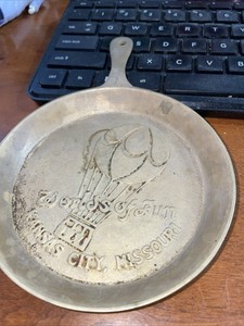 Vintage Worlds Of Fun Kansas City Missouri Souvenior Brass Skillet 