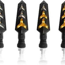 4PCS LED Motorcycle Turn Signals with Flowing Light Design, Amber Y-arrow Motorc