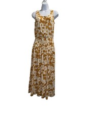 VTG Cottagecore Boho Chic Newport News Yellow Floral Maxi Sundress Women's 4
