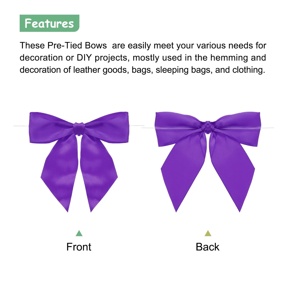 30 Pcs Pre-Tied Bows Satin Ribbon Bows 4.5" Twist Ties Gift Bows Deep Purple Foto 3 de 4