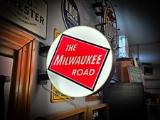 The Milwaukee Road Round LED Light Box USB Powered Railroad Sign RGB Option