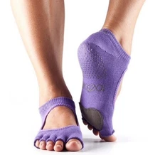 Toesox Half Toe Grip Plie' in purple (size medium)