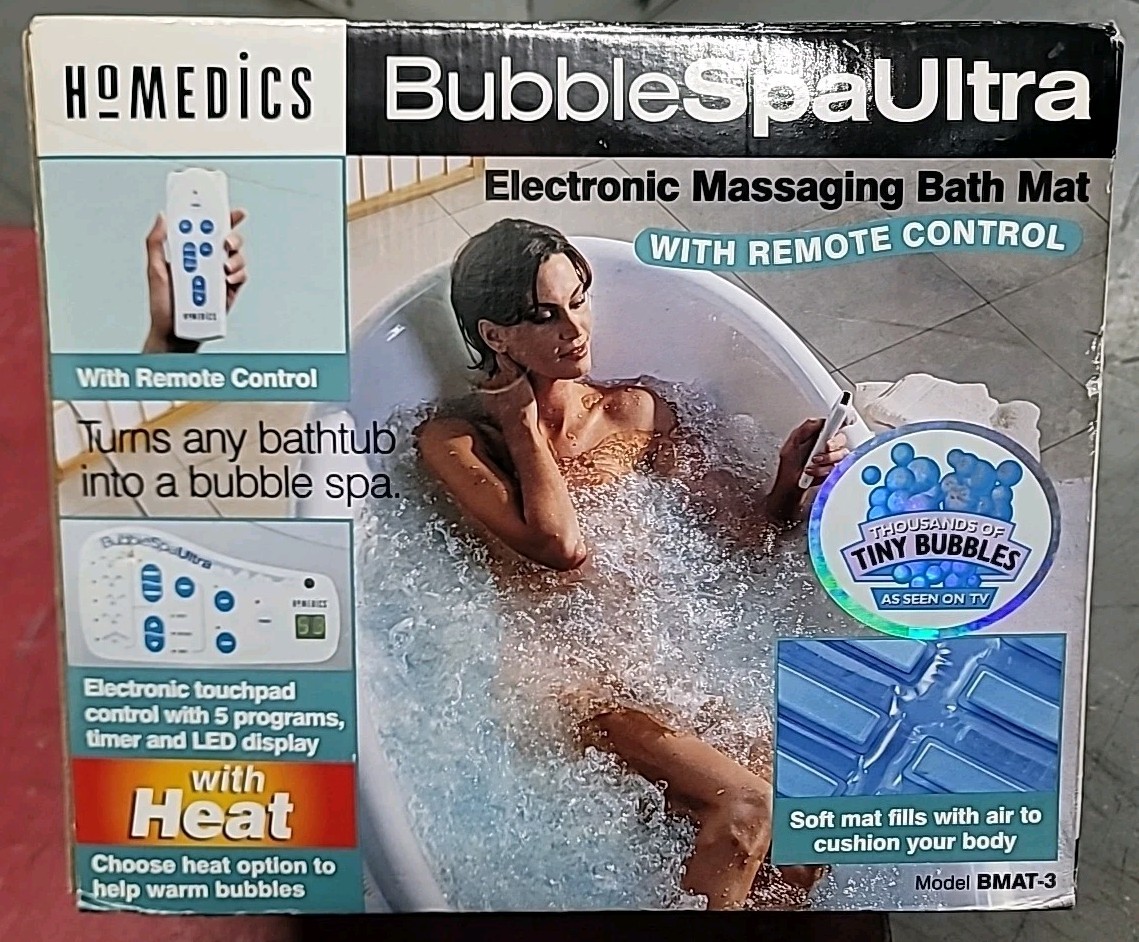 New Homedics Bubble Spa Ultra Massaging Heat Bath Mat Remote