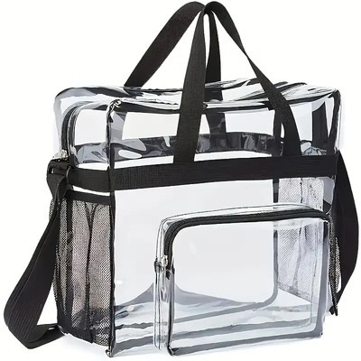 #ad #ad 1PC Clear Tote Bag Stadium Approved Heavy Duty Sports Shoulder Bag Work School $17.99