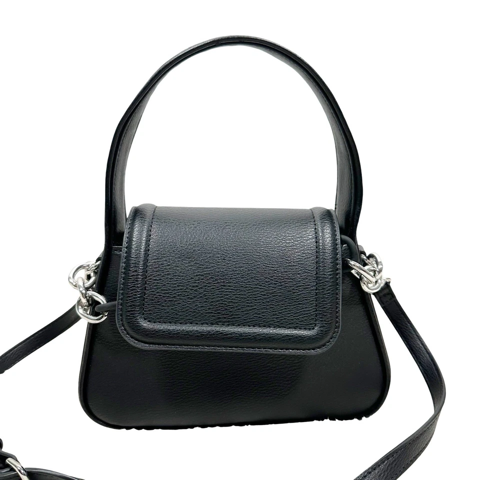 BCBGeneration Black Small Satchel Handbag Crossbody Black Chain Chic Classic - Image 3 of 4