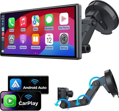JATAZA 10.26'' Wireless Apple Carplay Screen for Car, Secure Strong Bracket, P...