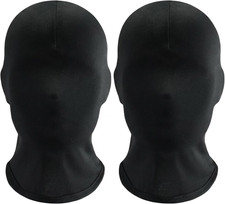 2 Pcs Black Full Face Spandex Hood Mask Faceless Skin Masks for Unisex