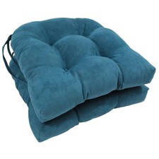 Blazing Needles 16-inch Microsuede Rounded Back Chair Cushion, 16" x 16", Teal 2