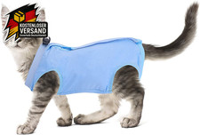 Genesungsanzug für Katzen Hunde Postoperation Wundschutz Elastisch Blau Größe L