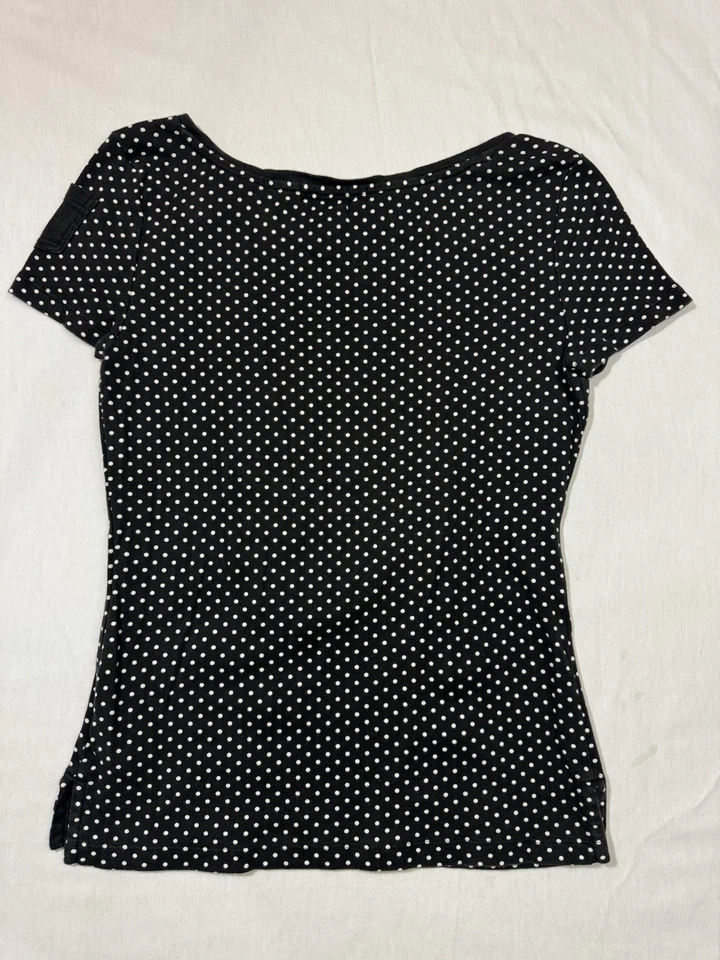 Lauren Ralph Lauren Petite Negro Blanco Lunares Manga Corta Pequeño Foto 2 de 4