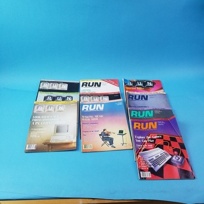 Bundle of 10 RUN Magazine the Commodore 64 -128 user guides 1987 mixed months