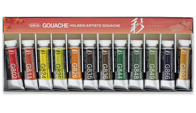 Gouache, Holbein Irodori Künstlergouache - Herbst, 12er Set 15 ml Tuben,
