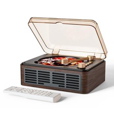 CD Player with Speakers Retro Bluetooth CD Players for Home-Brown