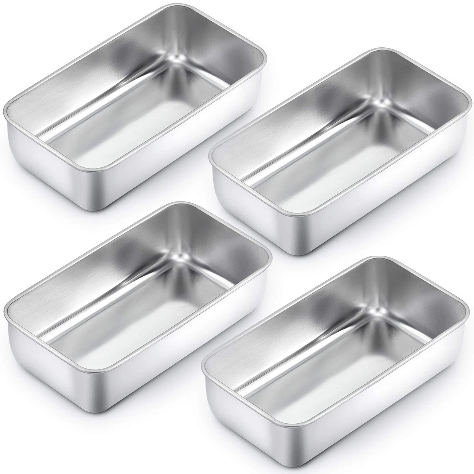 4 Pack 9-1/4x5 Inch Stainless Steel Loaf Bread Pans Metal Bakeware for Cake