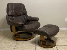 Ekornes Stressless Leather Recliner Chair & Ottoman Large Reno Norway Furniture