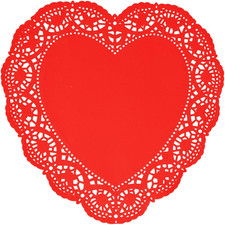 50 Pcs 10 Inch Valentine Heart Doilies Cutouts Paper Lace Doily Red Craft Gift S