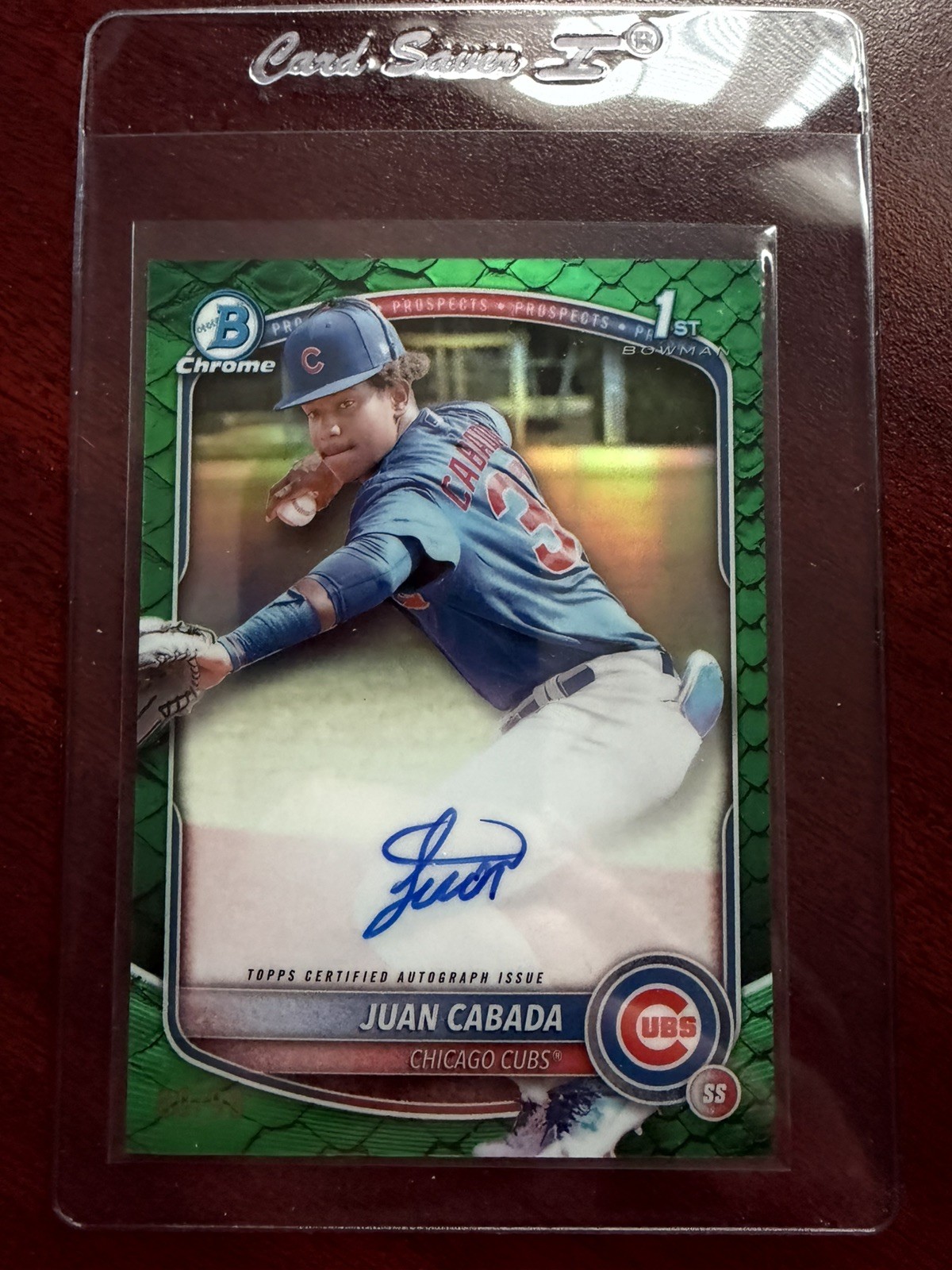 2025 Bowman Chrome Juan Cabada 1st Bowman Green Reptilian Refractor Auto /99