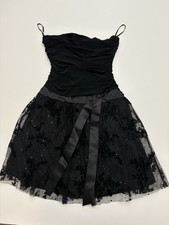 VTG Y2K Mesh Sequin Black Cocktail Dress Whimsigoth Vamp Fairy Grunge Size M