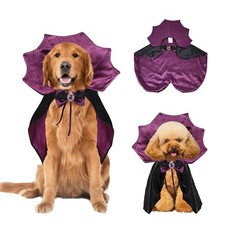 Dog Halloween Costume Cape Vampire Cloak with Bow Tie Purple, SM 