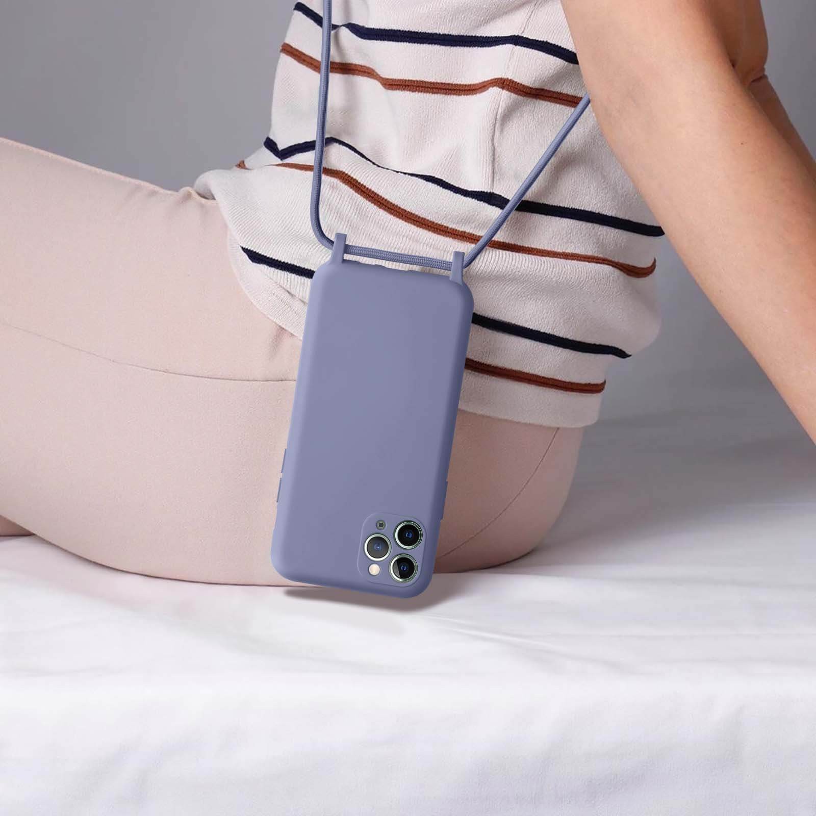 Coque iPhone 11 Pro Max bleu violet avec cordon collier en nylon ajustable - 3