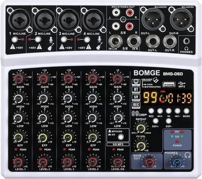 BOMGE 6 Channel Audio Sound Mixer - Professional Digital DJ Mixing Console for L