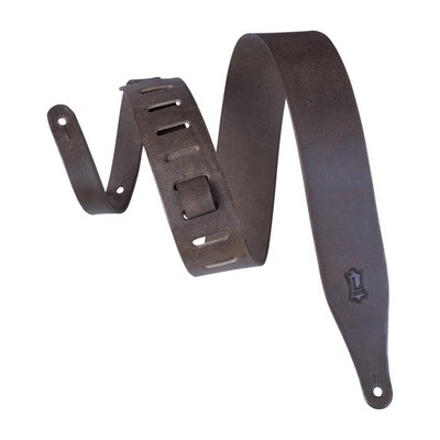 Levy's Leathers 2 1/2'' Distressed Carving Leather Guitar Strap; Dark Brown (M...