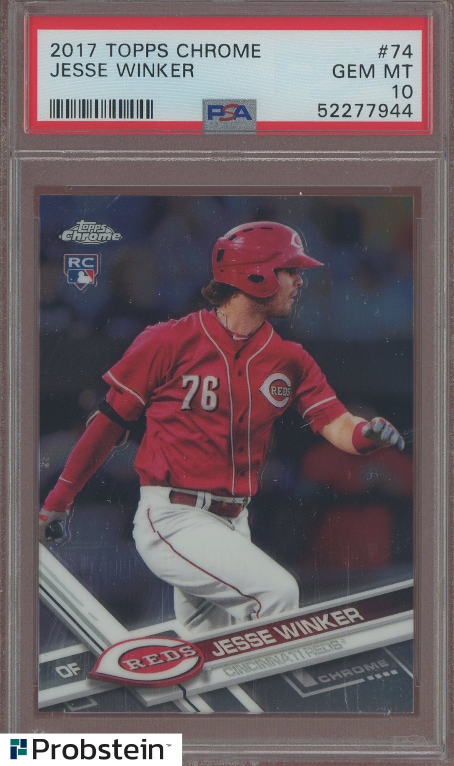 #2 2017 Topps Chrome #74 Jesse Winker Cincinnati Reds RC Rookie PSA 10 GEM MINT