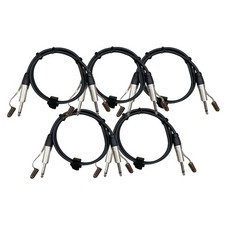  5 Pack 3ft Instrument Guitar Cables 1/4  TS Straight to Straight Patch Cords