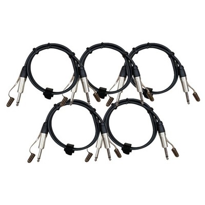 (5 Pack) 3ft Instrument Guitar Cables 1/4  TS Straight to Straight Patch Cords