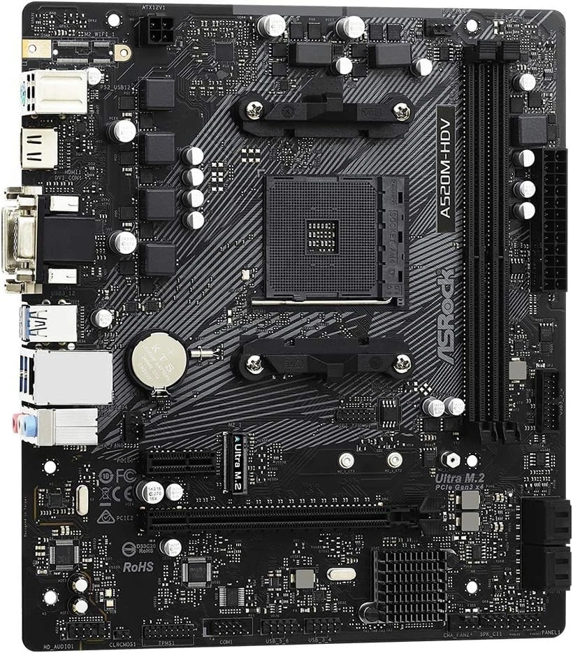 Placa Asrock A520M-HDV AMD AM4 2DDR4 HDMI PCIE3.0 SATA3 USB3.2 MATX - Imagen 3 de 4