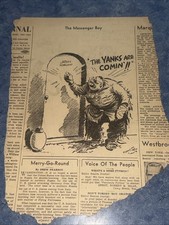 CLIP BANDE DESSINÉE ORIGINAL DU JOURNAL REPRÉSENTANT SAIPAN « LES YANKEES ARRIVENT » WW2