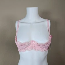 Be Wicked Pink Open Cup Cupless Underwire Lace Shelf Bra