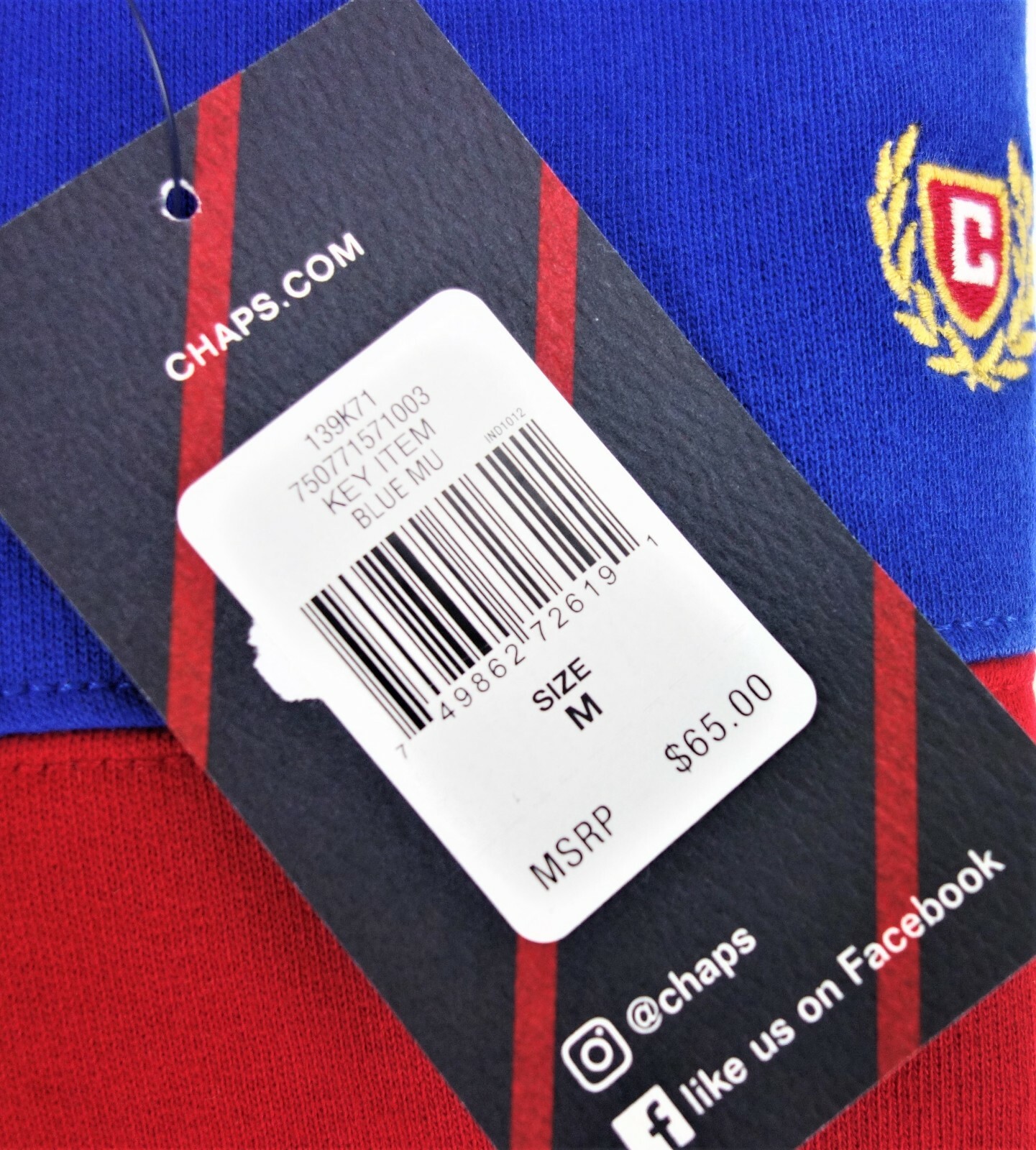 Medium Chaps RL 1/4 Zip Polo Pullover Striped Sweatshirt Embroidered Logo image 2