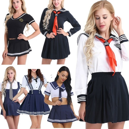 Sexy Para Mujer Cosplay Japonés Escuela Niña Estudiantes Marinero Uniforme Disfraz Falda - Imagen 1 de 43