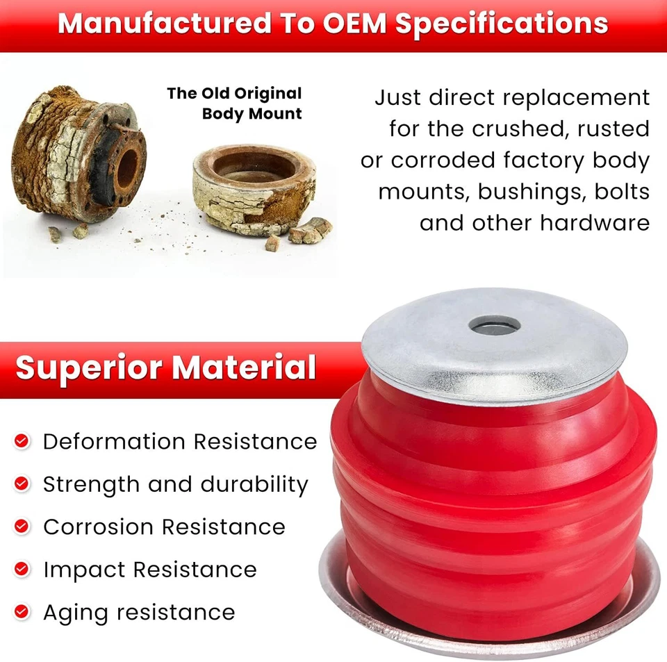 Kit de bujes de montaje de cabina de carrocería KF04058BK para Ford F250 F350 Super Duty 1999-2007 Foto 4 de 4