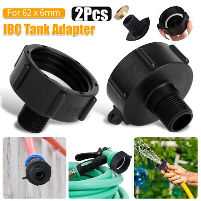 2x IBC Tote Water Tank Adapter 2'' for Garden Hose Drain Plug Connector Easy Use
