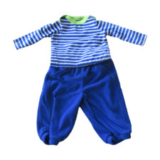 Circo 2 Pc Bodysuit Fleece Pants Outfit Boys 9M Blue Gray Striped Long Sleeve