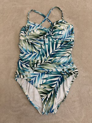 Time Tru Womens Multicolor Floral Padded One Piece Swim Suit Size M
